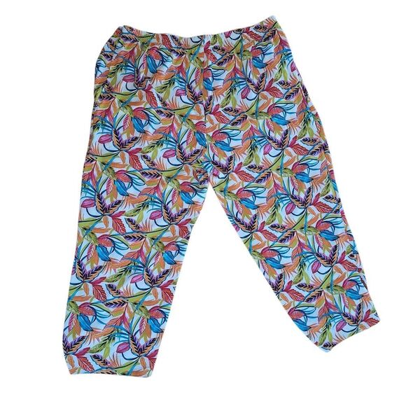 Women's 3X Wide Leg Island Lounge Pants Tropical Floral Flowy Relaxed - Picture 8 of 16